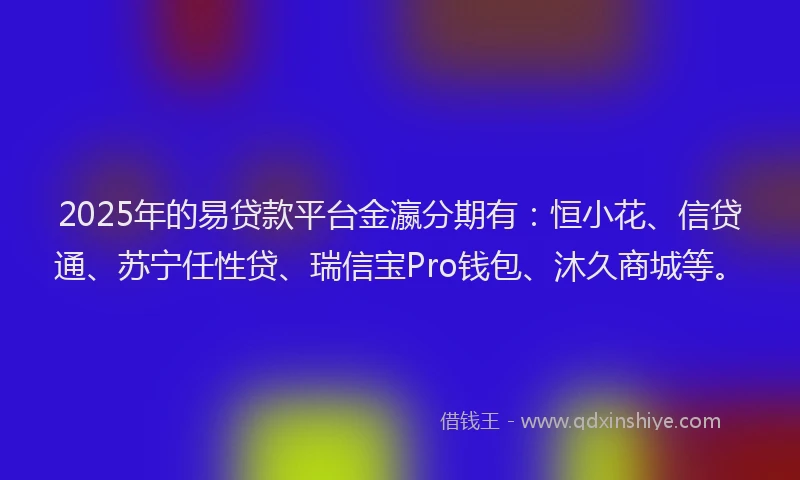 2025年的易贷款平台金瀛分期有：恒小花、信贷通、苏宁任性贷、瑞信宝Pro钱包、沐久商城等。