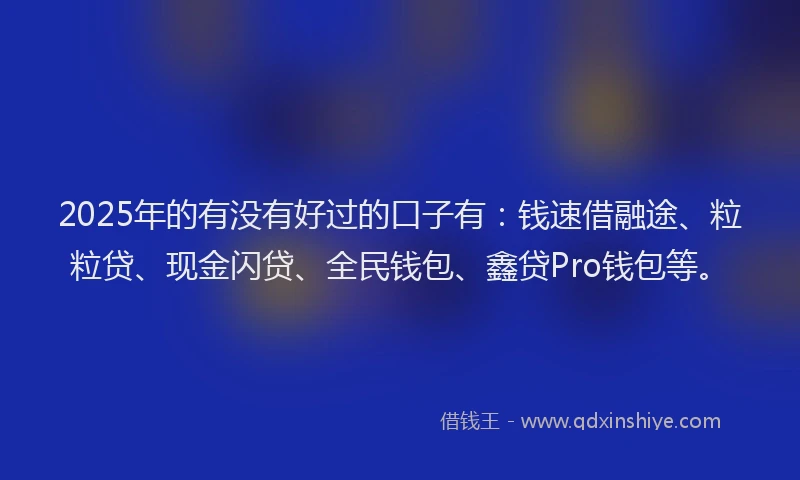 2025年的有没有好过的口子有：钱速借融途、粒粒贷、现金闪贷、全民钱包、鑫贷Pro钱包等。