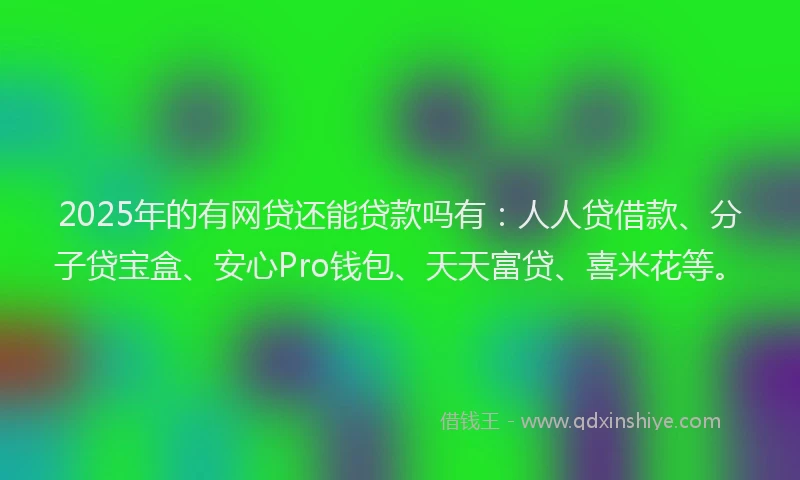 2025年的有网贷还能贷款吗有：人人贷借款、分子贷宝盒、安心Pro钱包、天天富贷、喜米花等。