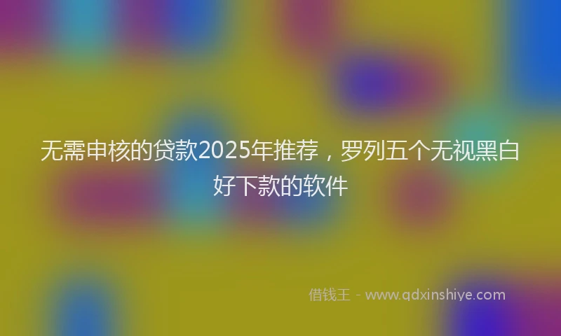 无需申核的贷款2025年推荐，罗列五个无视黑白好下款的软件