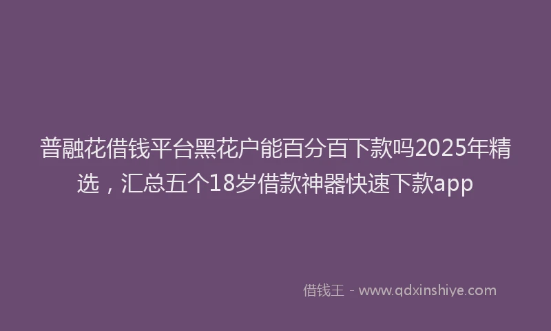 普融花借钱平台黑花户能百分百下款吗2025年精选，汇总五个18岁借款神器快速下款app
