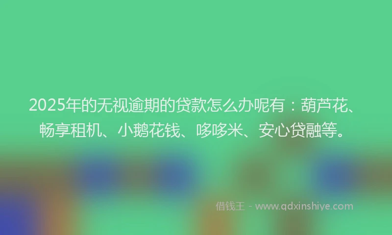 2025年的无视逾期的贷款怎么办呢有：葫芦花、畅享租机、小鹅花钱、哆哆米、安心贷融等。