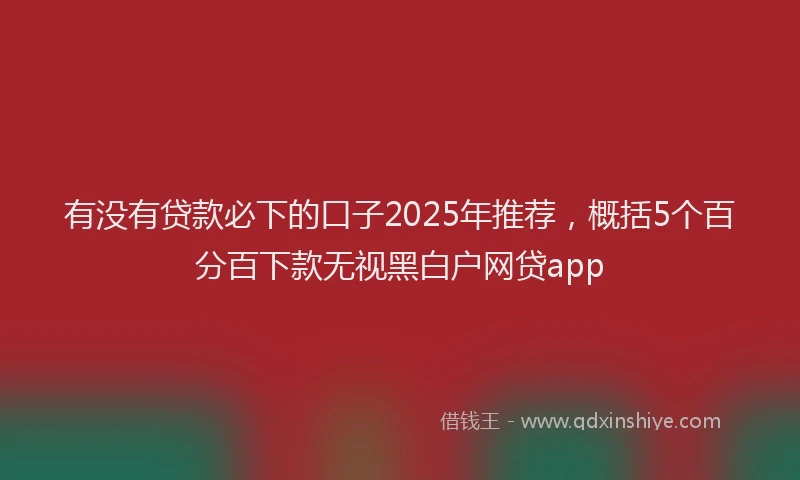 有没有贷款必下的口子2025年推荐，概括5个百分百下款无视黑白户网贷app