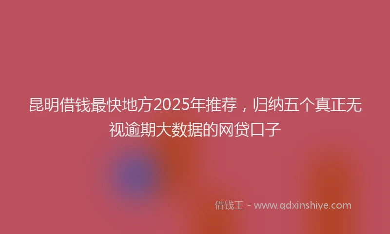 昆明借钱最快地方2025年推荐，归纳五个真正无视逾期大数据的网贷口子