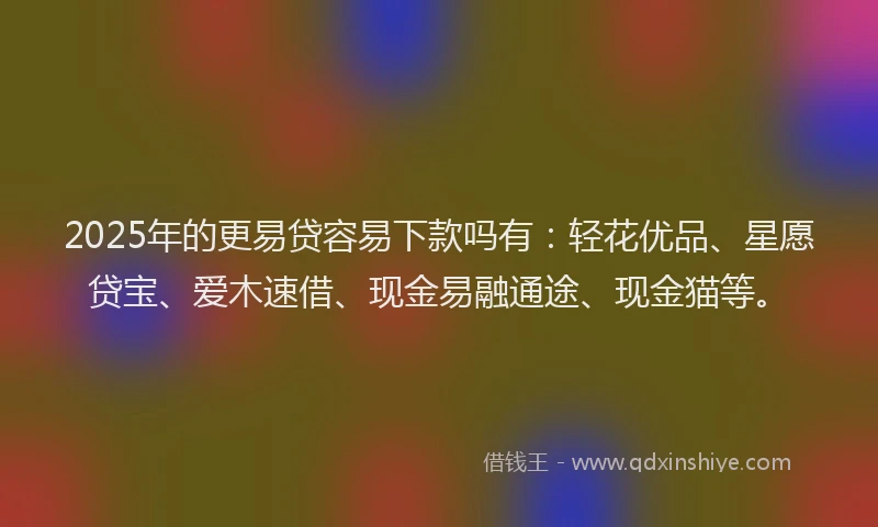 2025年的更易贷容易下款吗有：轻花优品、星愿贷宝、爱木速借、现金易融通途、现金猫等。
