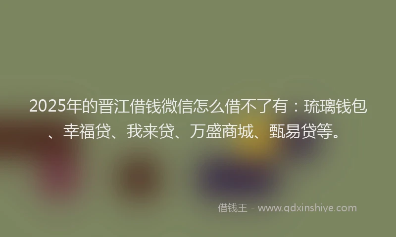 2025年的晋江借钱微信怎么借不了有：琉璃钱包、幸福贷、我来贷、万盛商城、甄易贷等。