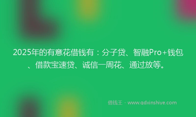 2025年的有意花借钱有：分子贷、智融Pro+钱包、借款宝速贷、诚信一周花、通过放等。