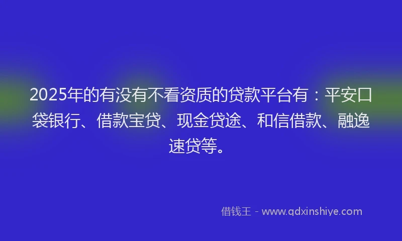 2025年的有没有不看资质的贷款平台有：平安口袋银行、借款宝贷、现金贷途、和信借款、融逸速贷等。