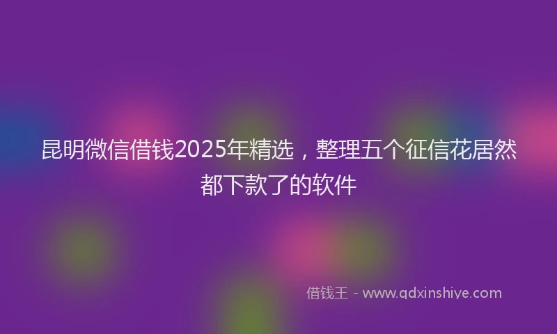 昆明微信借钱2025年精选，整理五个征信花居然都下款了的软件