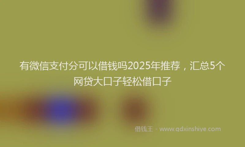 有微信支付分可以借钱吗2025年推荐，汇总5个网贷大口子轻松借口子