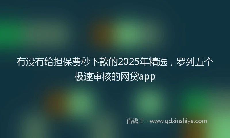 有没有给担保费秒下款的2025年精选，罗列五个极速审核的网贷app