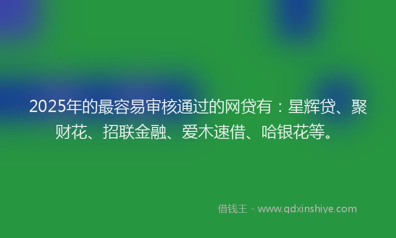 2025年的最容易审核通过的网贷有：星辉贷、聚财花、招联金融、爱木速借、哈银花等。