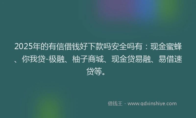 2025年的有信借钱好下款吗安全吗有：现金蜜蜂、你我贷-极融、柚子商城、现金贷易融、易借速贷等。