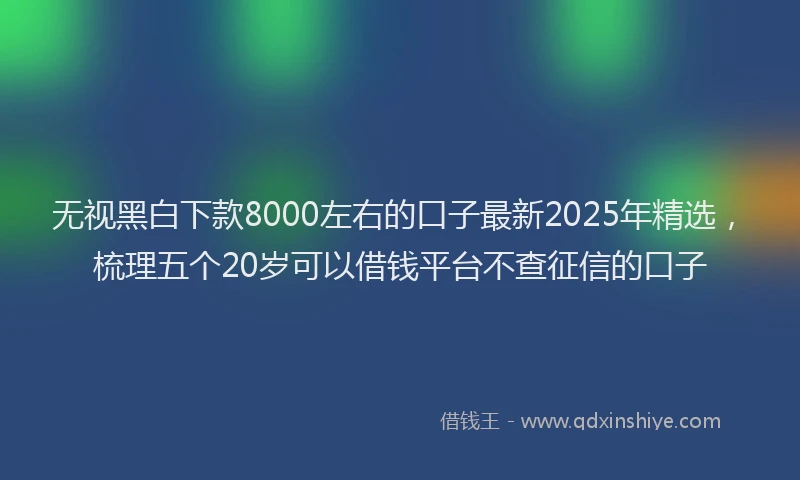 无视黑白下款8000左右的口子最新2025年精选，梳理五个20岁可以借钱平台不查征信的口子