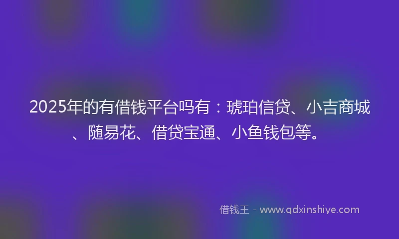 2025年的有借钱平台吗有：琥珀信贷、小吉商城、随易花、借贷宝通、小鱼钱包等。