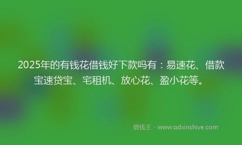 2025年的有钱花借钱好下款吗有：易速花、借款宝速贷宝、宅租机、放心花、盈小花等。