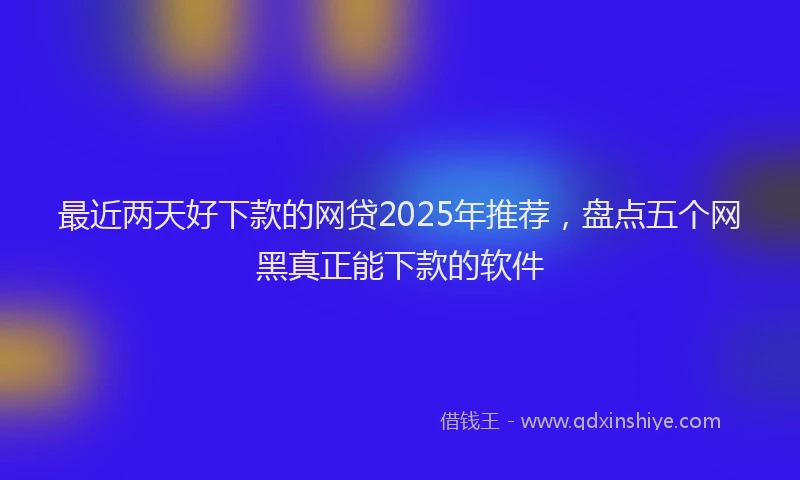 最近两天好下款的网贷2025年推荐，盘点五个网黑真正能下款的软件