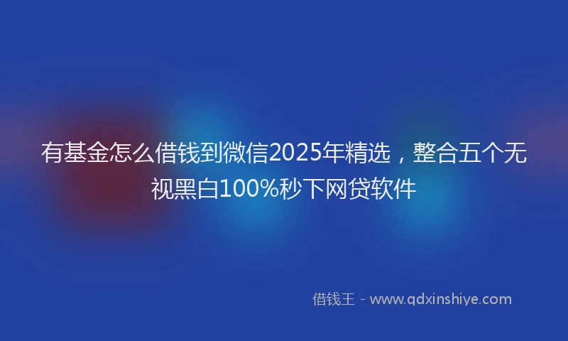 有基金怎么借钱到微信2025年精选，整合五个无视黑白100%秒下网贷软件