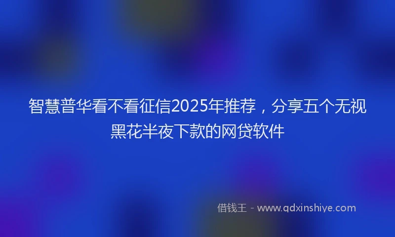 智慧普华看不看征信2025年推荐，分享五个无视黑花半夜下款的网贷软件