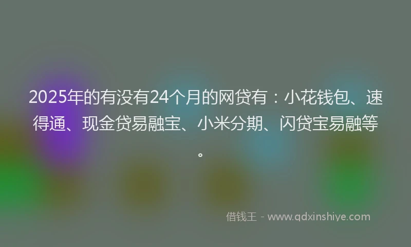 2025年的有没有24个月的网贷有：小花钱包、速得通、现金贷易融宝、小米分期、闪贷宝易融等。