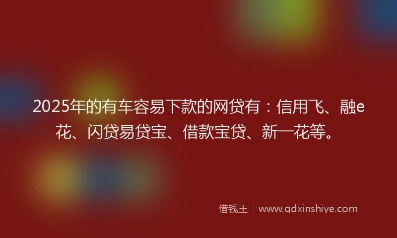 2025年的有车容易下款的网贷有：信用飞、融e花、闪贷易贷宝、借款宝贷、新一花等。