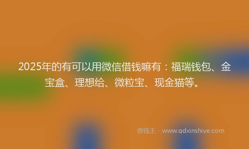 2025年的有可以用微信借钱嘛有：福瑞钱包、金宝盒、理想给、微粒宝、现金猫等。