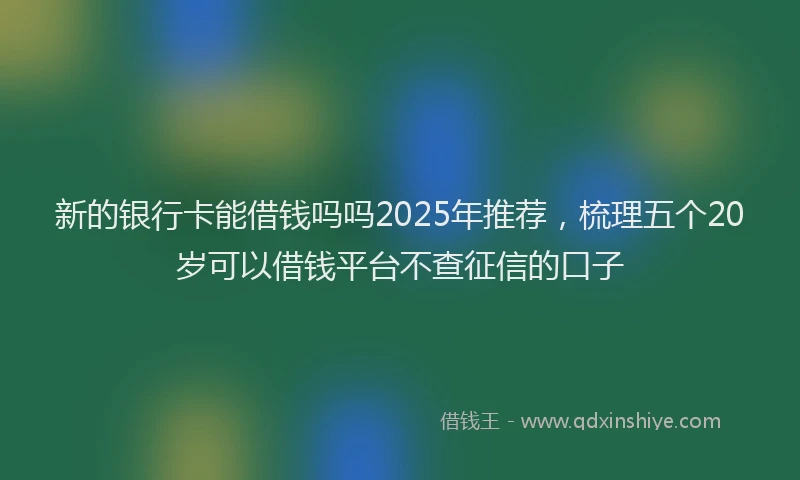 新的银行卡能借钱吗吗2025年推荐，梳理五个20岁可以借钱平台不查征信的口子