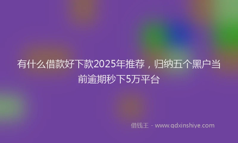 有什么借款好下款2025年推荐，归纳五个黑户当前逾期秒下5万平台