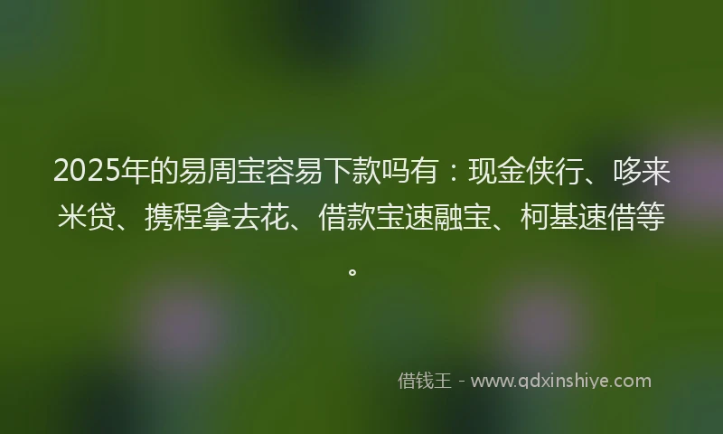 2025年的易周宝容易下款吗有：现金侠行、哆来米贷、携程拿去花、借款宝速融宝、柯基速借等。