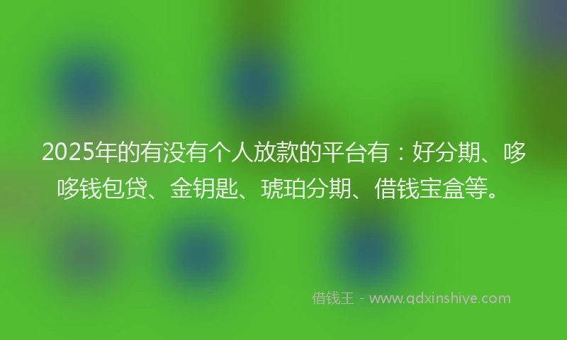 2025年的有没有个人放款的平台有：好分期、哆哆钱包贷、金钥匙、琥珀分期、借钱宝盒等。