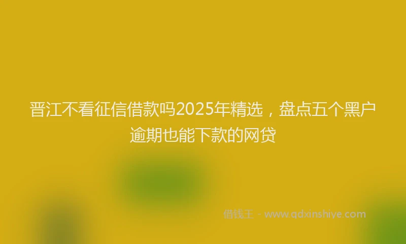 晋江不看征信借款吗2025年精选，盘点五个黑户逾期也能下款的网贷