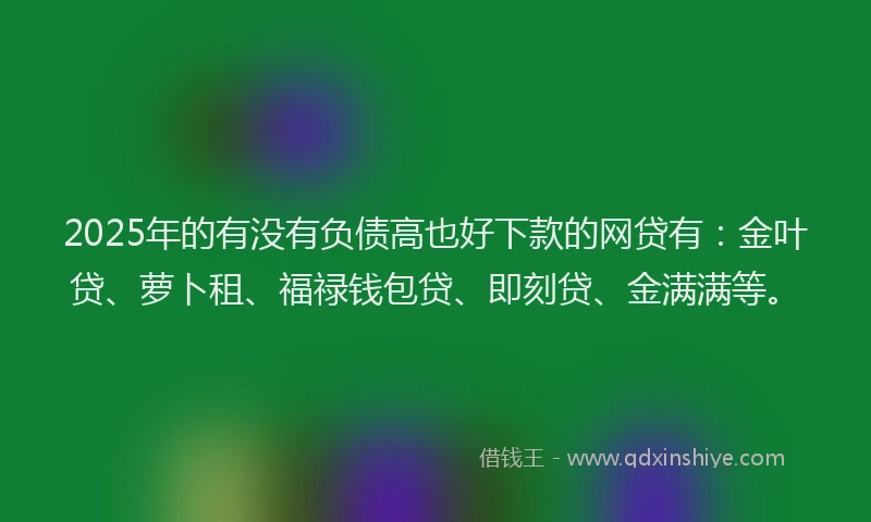 2025年的有没有负债高也好下款的网贷有：金叶贷、萝卜租、福禄钱包贷、即刻贷、金满满等。
