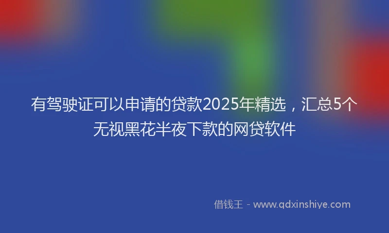 有驾驶证可以申请的贷款2025年精选，汇总5个无视黑花半夜下款的网贷软件
