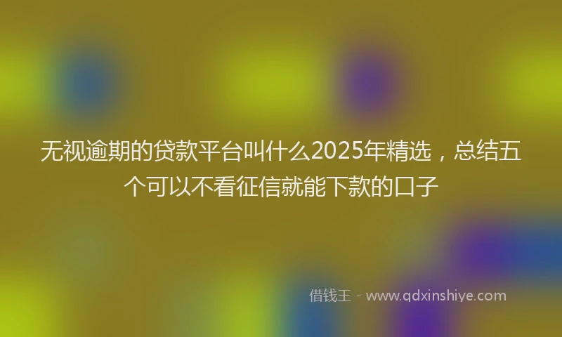 无视逾期的贷款平台叫什么2025年精选，总结五个可以不看征信就能下款的口子