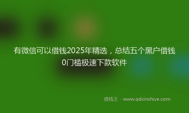 有微信可以借钱2025年精选，总结五个黑户借钱0门槛极速下款软件