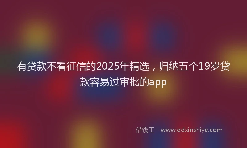 有贷款不看征信的2025年精选，归纳五个19岁贷款容易过审批的app