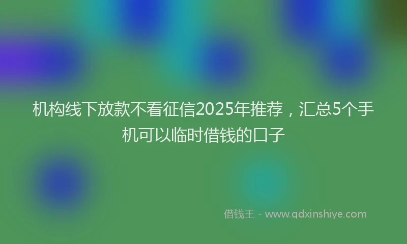机构线下放款不看征信2025年推荐，汇总5个手机可以临时借钱的口子