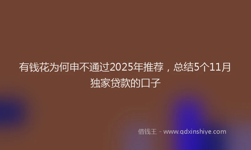有钱花为何申不通过2025年推荐，总结5个11月独家贷款的口子