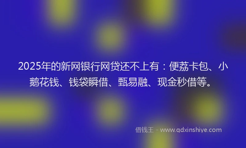 2025年的新网银行网贷还不上有：便荔卡包、小鹅花钱、钱袋瞬借、甄易融、现金秒借等。