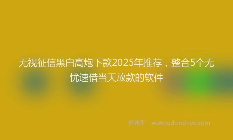 无视征信黑白高炮下款2025年推荐，整合5个无忧速借当天放款的软件