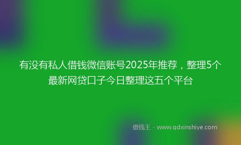 有没有私人借钱微信账号2025年推荐，整理5个最新网贷口子今日整理这五个平台
