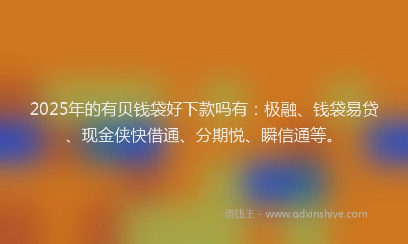 2025年的有贝钱袋好下款吗有：极融、钱袋易贷、现金侠快借通、分期悦、瞬信通等。