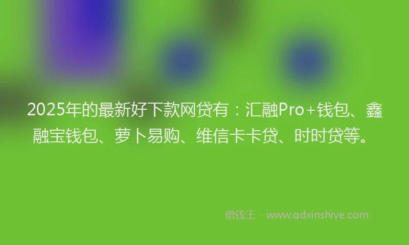 2025年的最新好下款网贷有：汇融Pro+钱包、鑫融宝钱包、萝卜易购、维信卡卡贷、时时贷等。