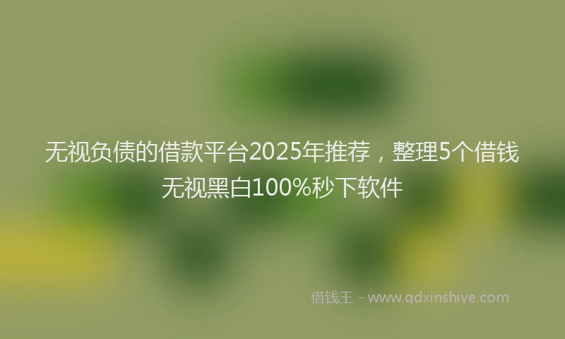 无视负债的借款平台2025年推荐，整理5个借钱无视黑白100%秒下软件