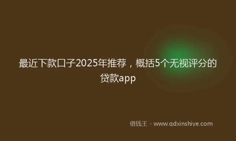 最近下款口子2025年推荐，概括5个无视评分的贷款app