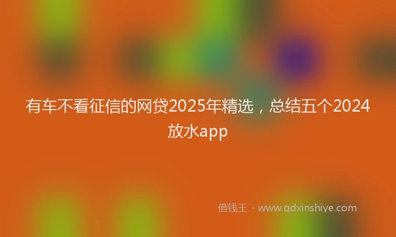 有车不看征信的网贷2025年精选，总结五个2024放水app