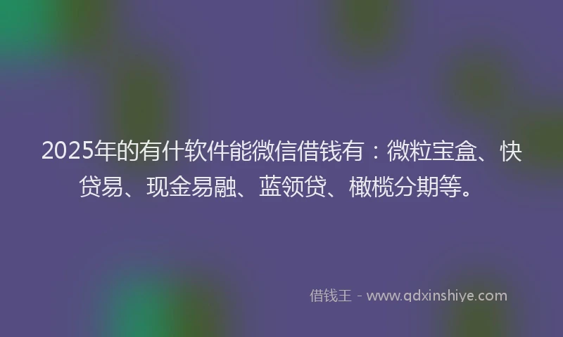 2025年的有什软件能微信借钱有：微粒宝盒、快贷易、现金易融、蓝领贷、橄榄分期等。