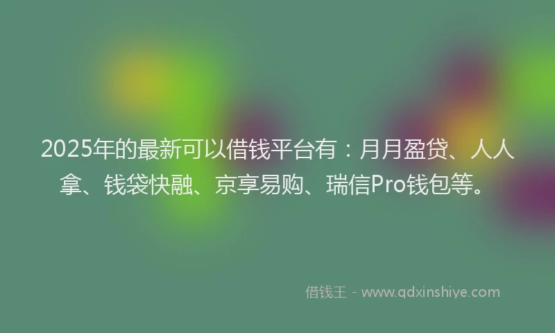 2025年的最新可以借钱平台有：月月盈贷、人人拿、钱袋快融、京享易购、瑞信Pro钱包等。