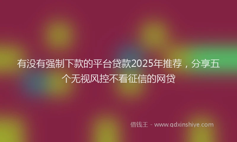 有没有强制下款的平台贷款2025年推荐，分享五个无视风控不看征信的网贷