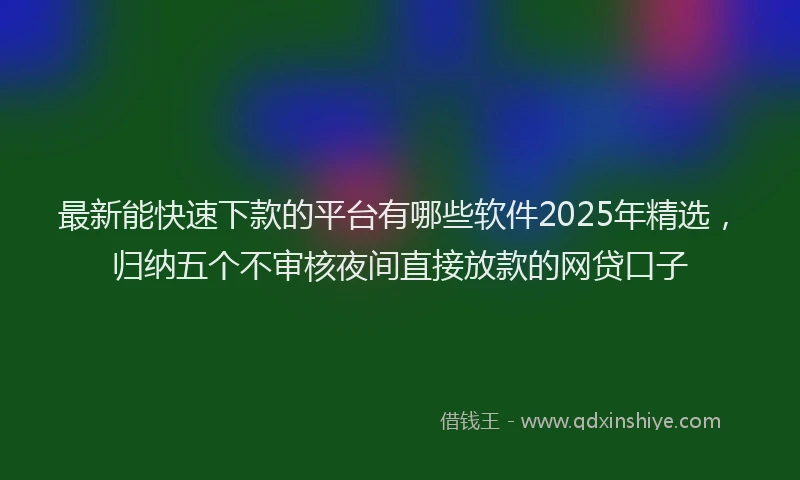 最新能快速下款的平台有哪些软件2025年精选，归纳五个不审核夜间直接放款的网贷口子